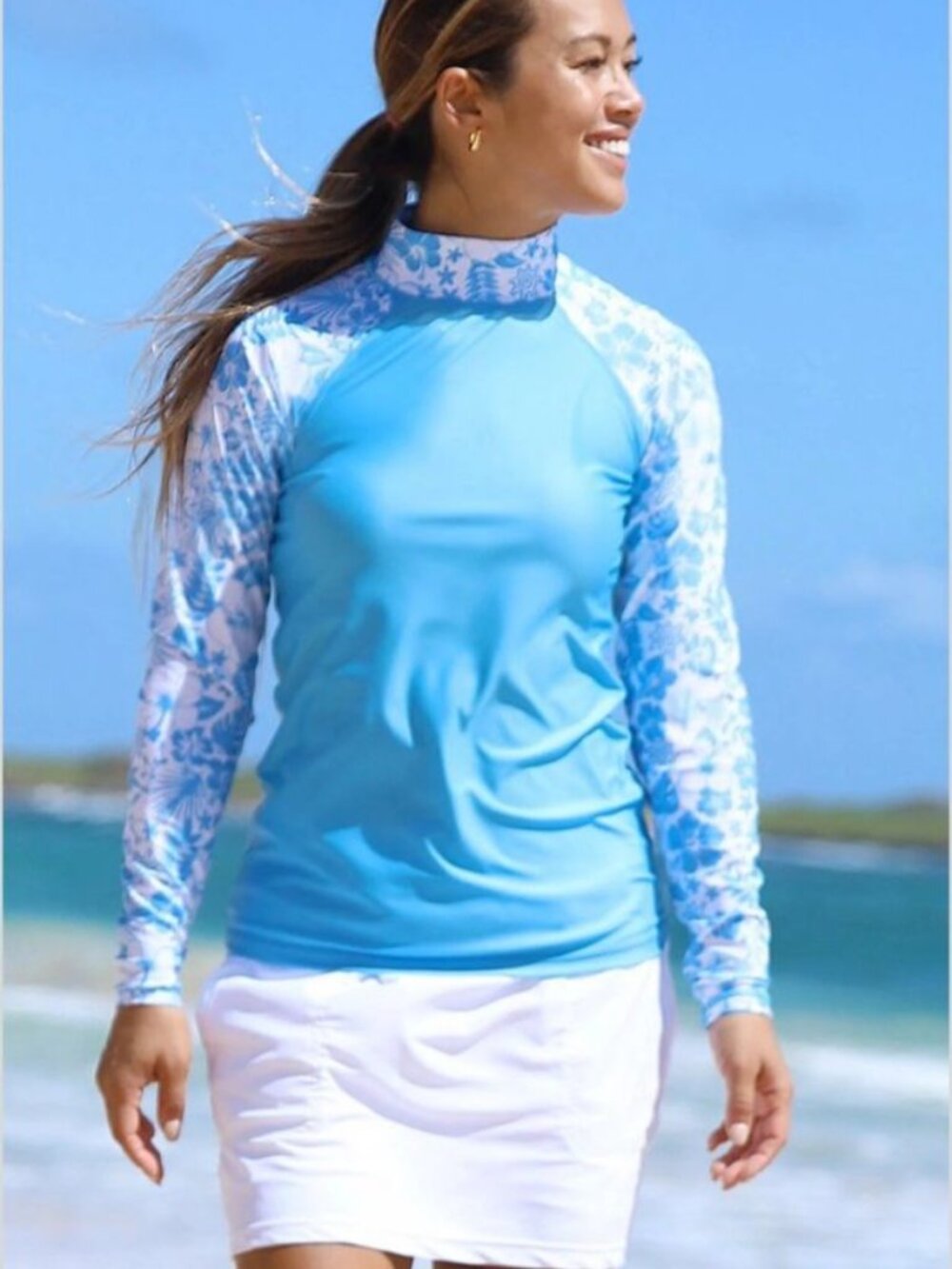 UV Skinz Women's Aloha Long Sleeve Sun & Swim Shirt Sz 2XL UPF 50+ Rash Guard